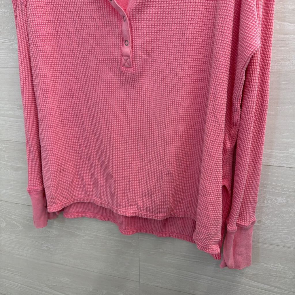 Offline by Aerie Pink Textured Long Sleeve Henley Top Small