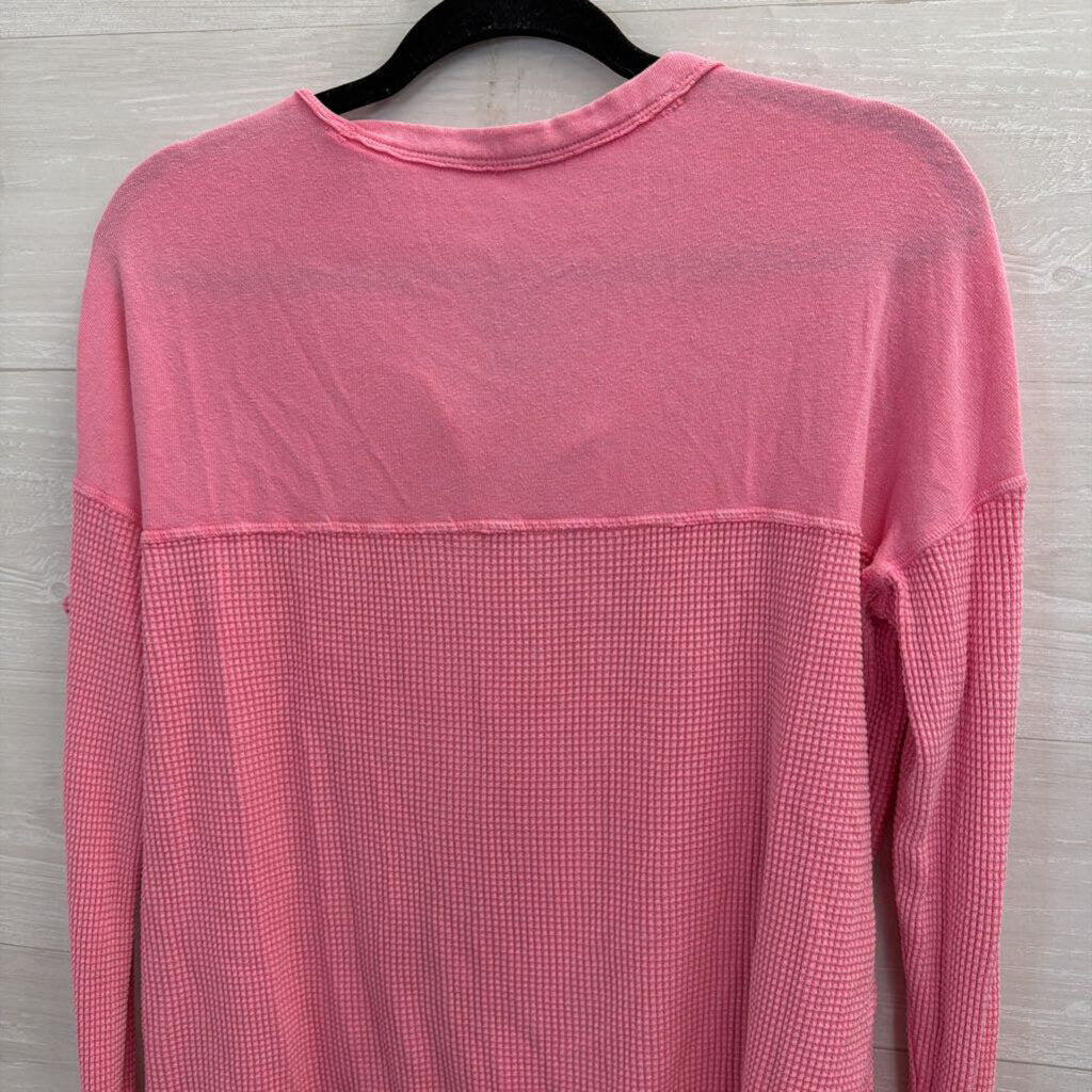 Offline by Aerie Pink Textured Long Sleeve Henley Top Small
