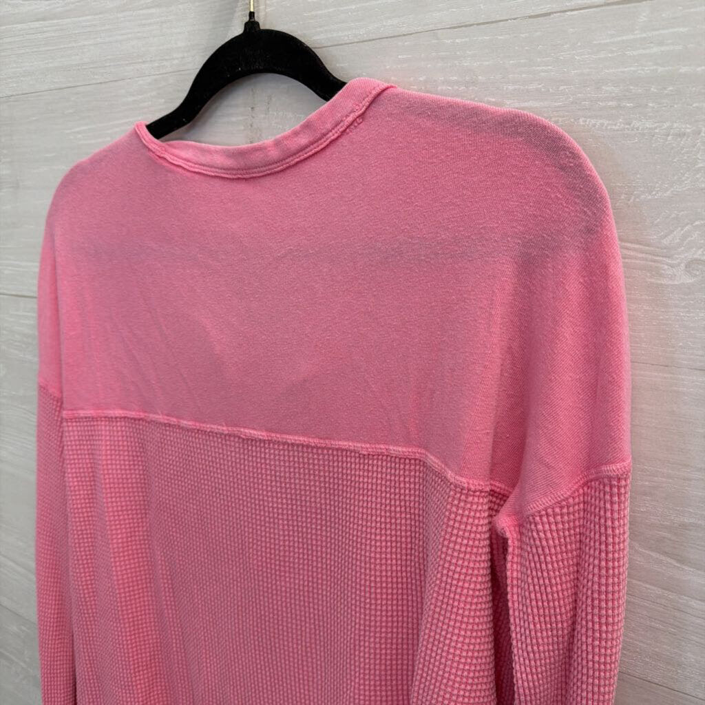 Offline by Aerie Pink Textured Long Sleeve Henley Top Small