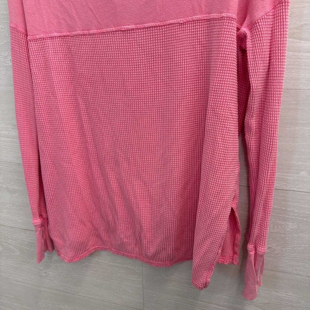 Offline by Aerie Pink Textured Long Sleeve Henley Top Small