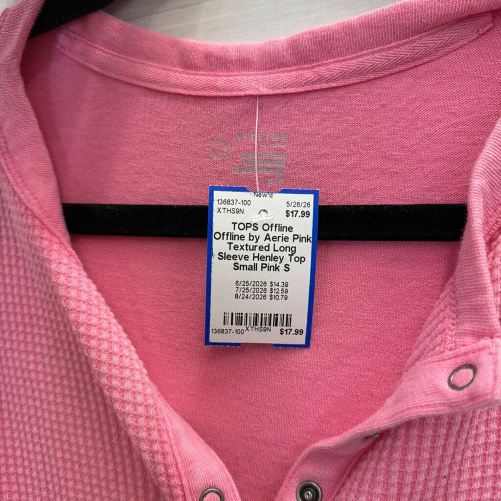 Offline by Aerie Pink Textured Long Sleeve Henley Top Small