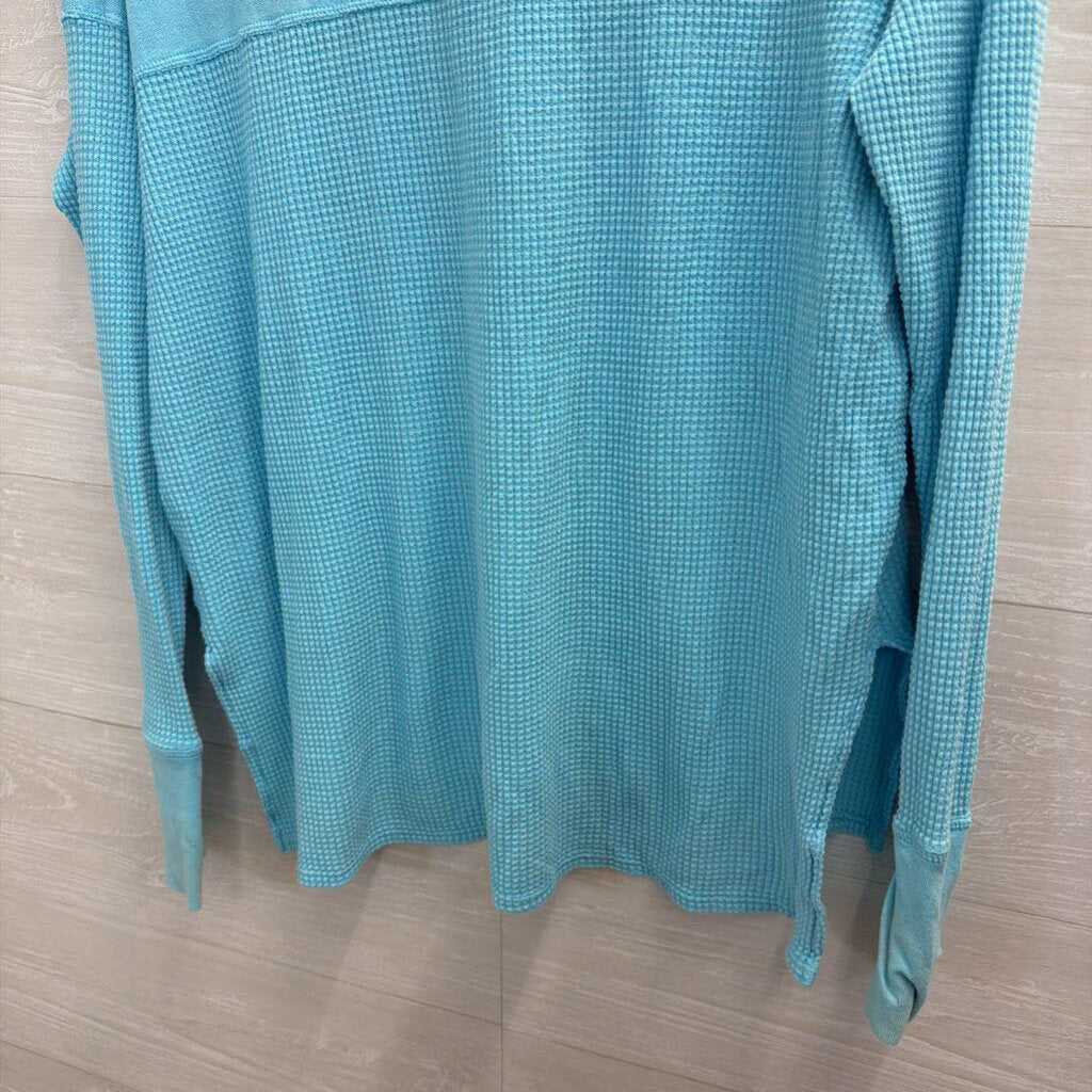 Offline by Aerie Blue Textured Long Sleeve Henley Top Small