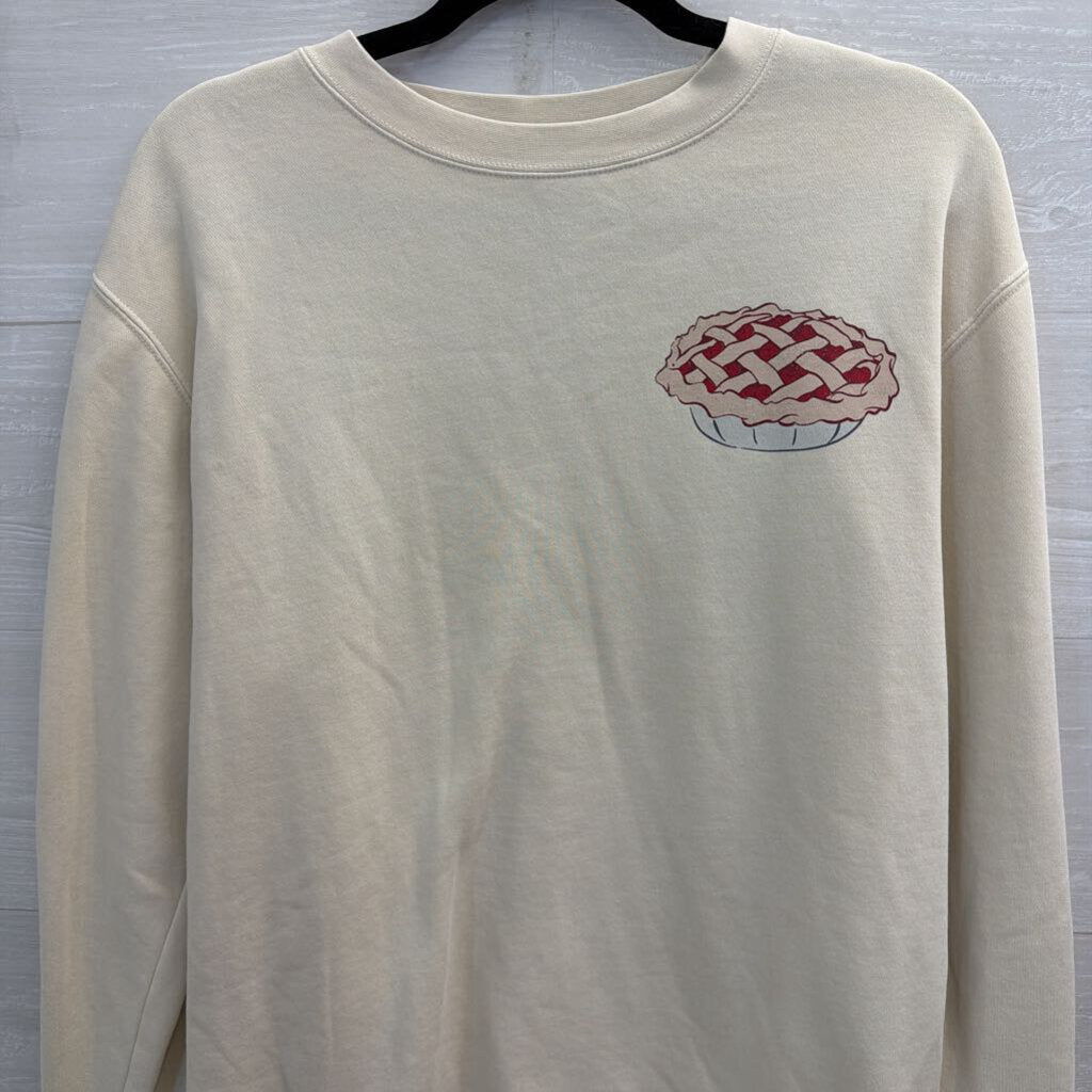 Living Fully Co Cream Sweet As Cherry Pie Crewneck Sweatshirt Medium