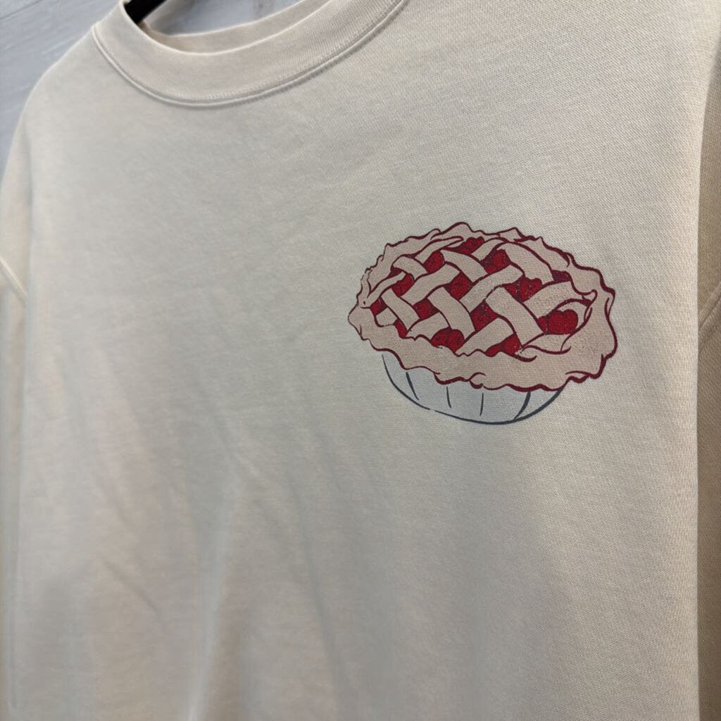 Living Fully Co Cream Sweet As Cherry Pie Crewneck Sweatshirt Medium