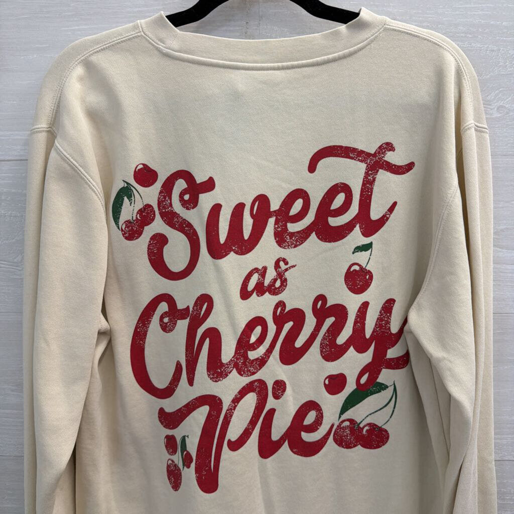 Living Fully Co Cream Sweet As Cherry Pie Crewneck Sweatshirt Medium