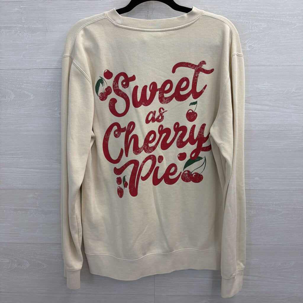 Living Fully Co Cream Sweet As Cherry Pie Crewneck Sweatshirt Medium