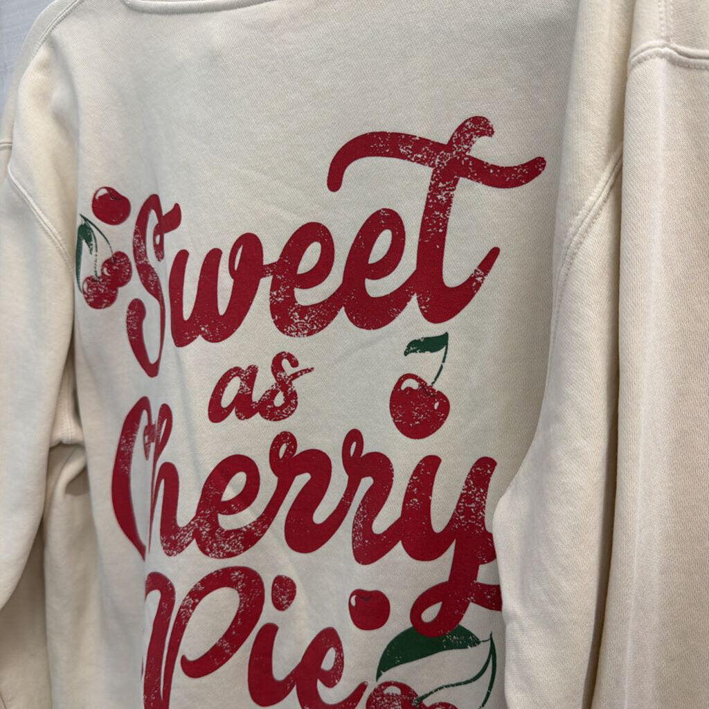 Living Fully Co Cream Sweet As Cherry Pie Crewneck Sweatshirt Medium