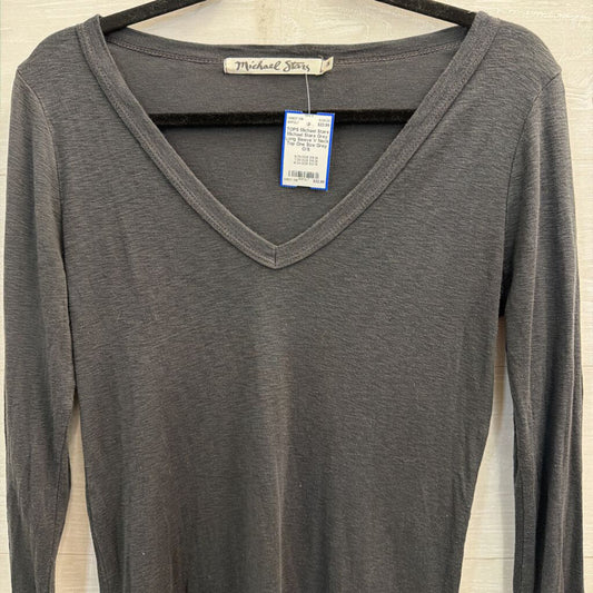 Michael Stars Grey Long Sleeve V Neck Top One Size