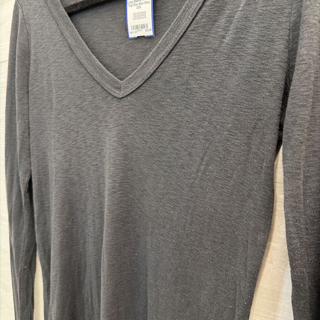 Michael Stars Grey Long Sleeve V Neck Top One Size