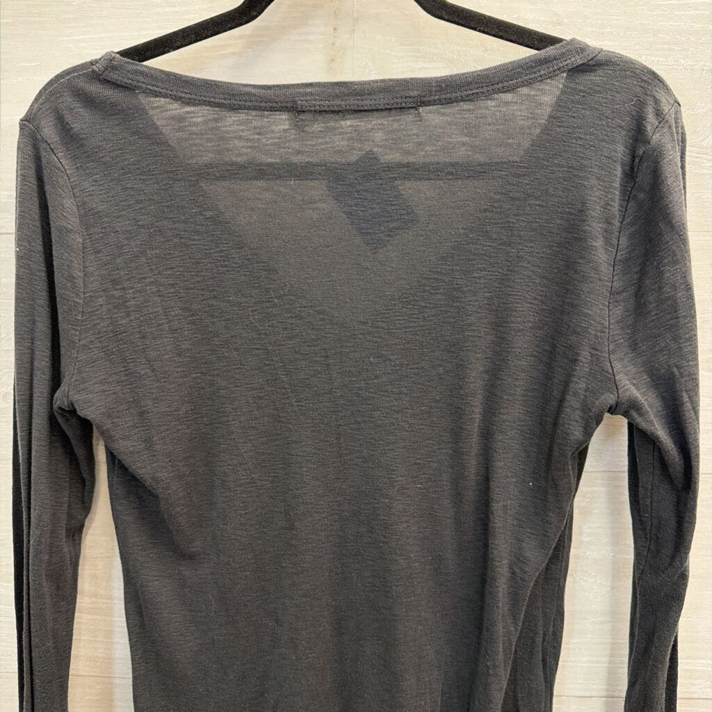 Michael Stars Grey Long Sleeve V Neck Top One Size