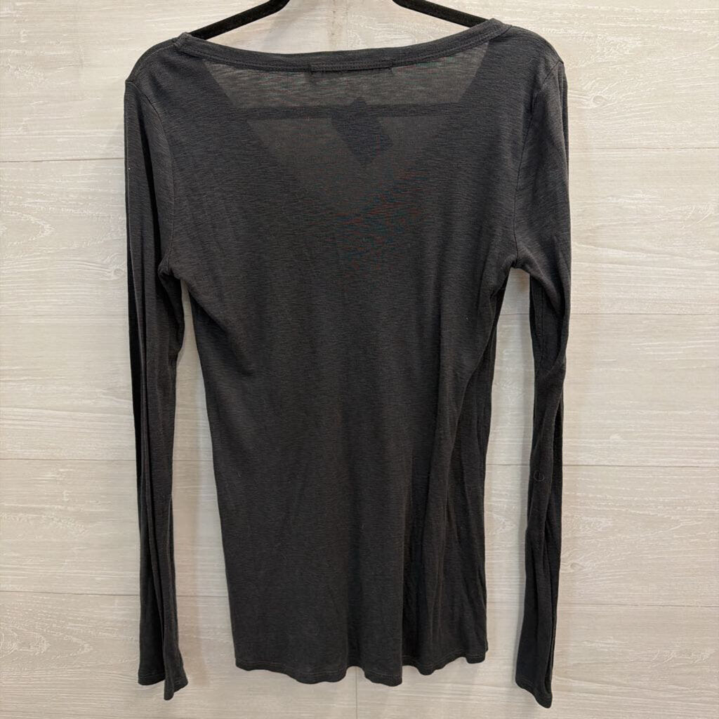 Michael Stars Grey Long Sleeve V Neck Top One Size
