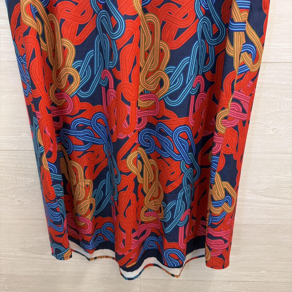 SSYS Blue/ Multi Print Sleeveless Shift Dress Small
