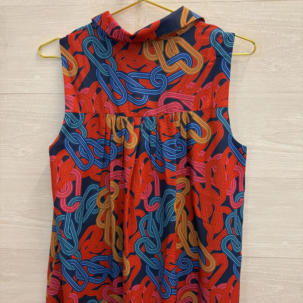 SSYS Blue/ Multi Print Sleeveless Shift Dress Small