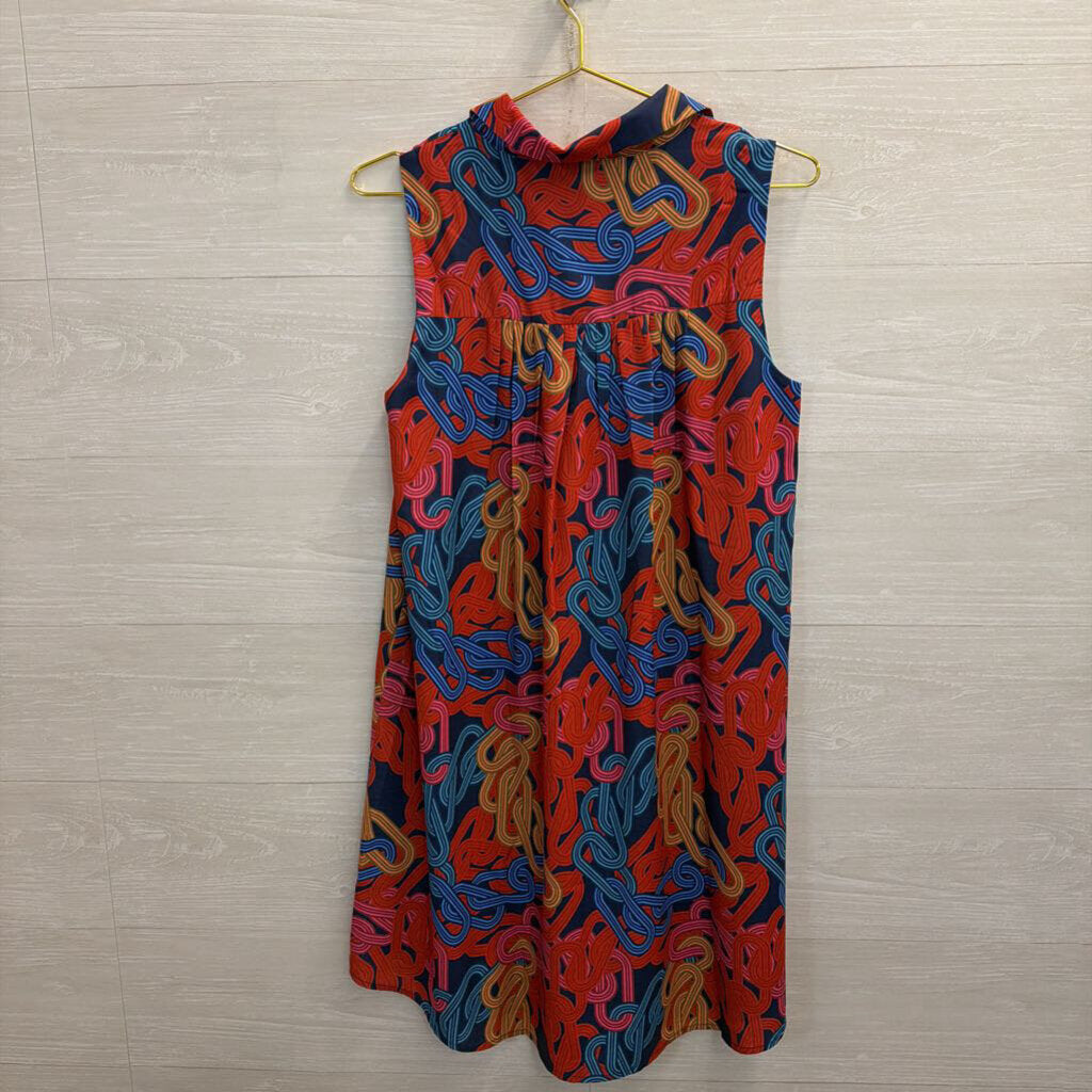 SSYS Blue/ Multi Print Sleeveless Shift Dress Small