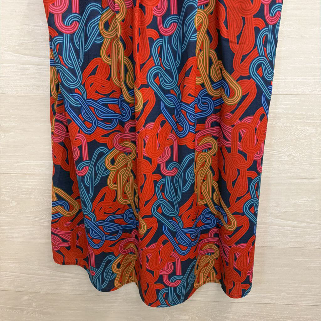SSYS Blue/ Multi Print Sleeveless Shift Dress Small