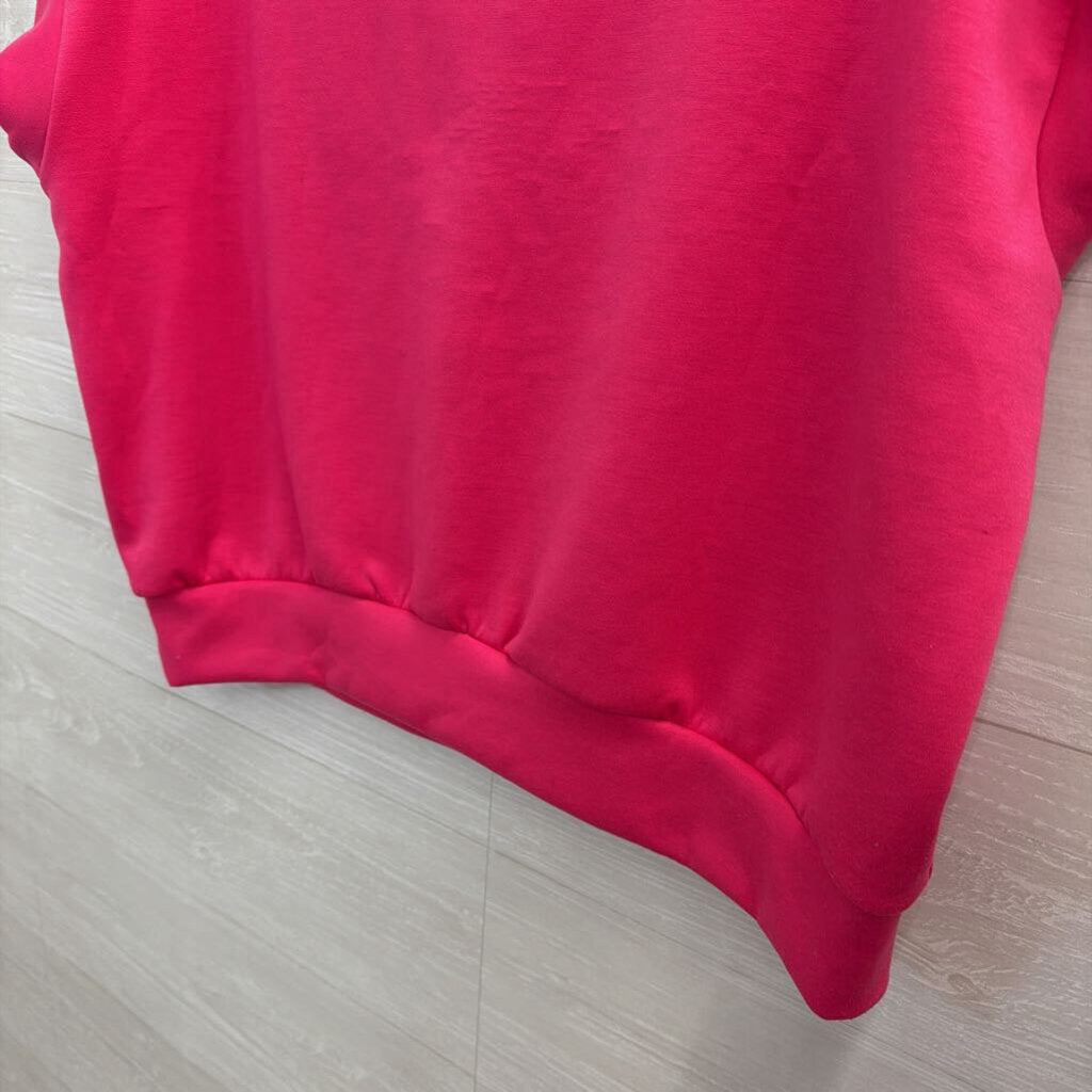 Zenana Pink Short Sleeve Quarter Zip Top Small/ Medium
