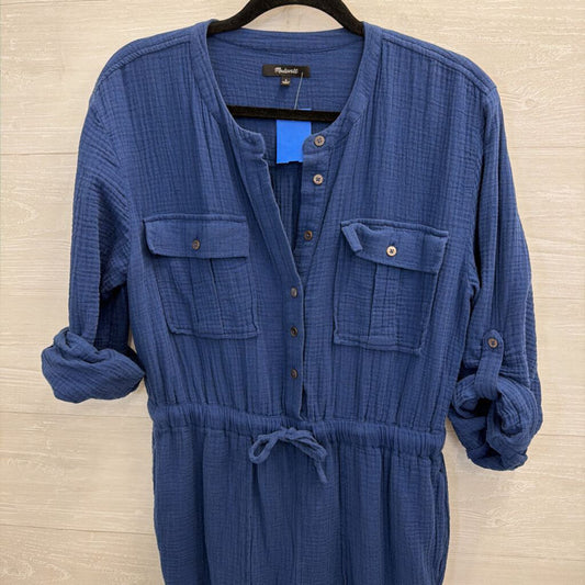 Madewell Blue Textured Long Sleeve Jumpsuit 8