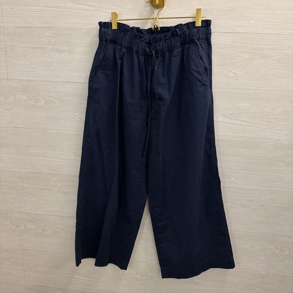 Loft Navy Blue Wide Leg Pull On Pants Small Petite