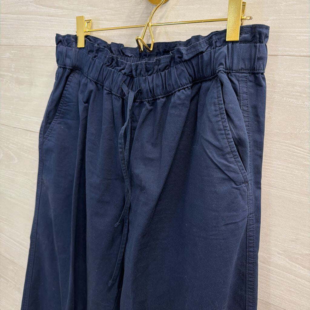 Loft Navy Blue Wide Leg Pull On Pants Small Petite