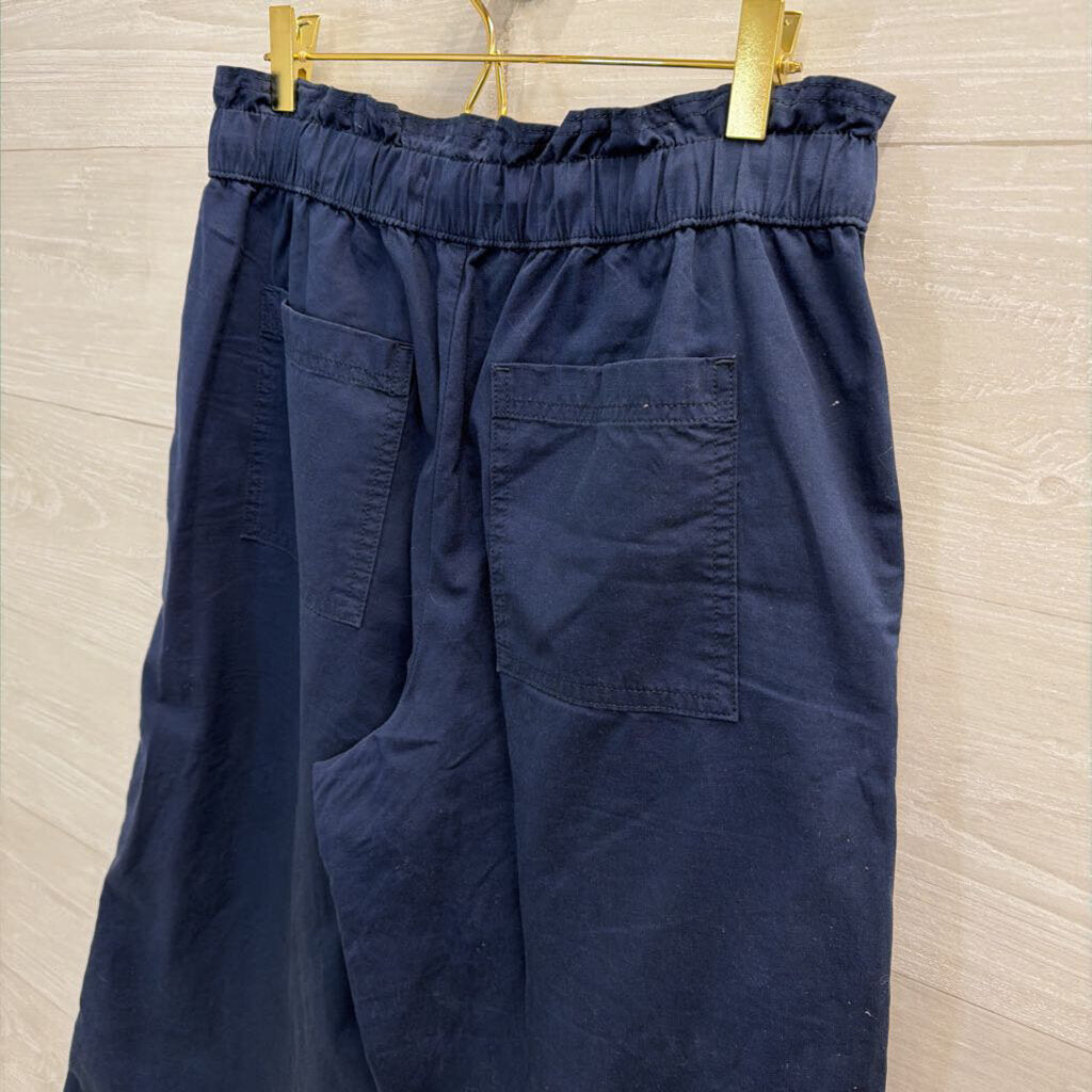 Loft Navy Blue Wide Leg Pull On Pants Small Petite