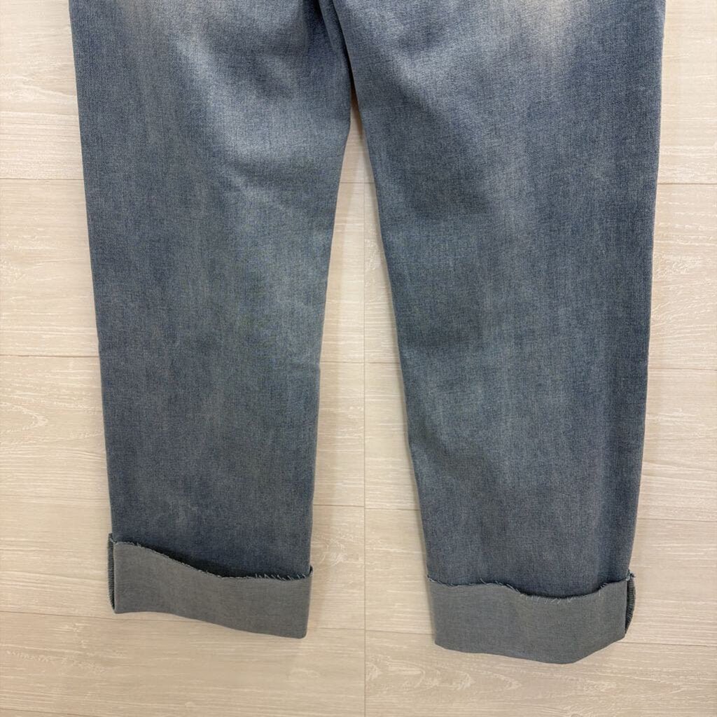 Grace and Lace Light Wash Wide Leg Cuffed Hem Jeans 6