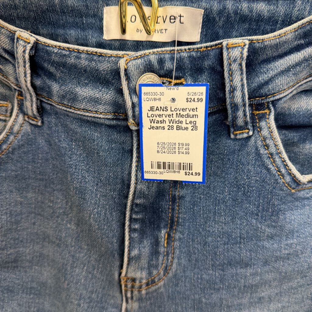 Lovervet Medium Wash Wide Leg Jeans 28