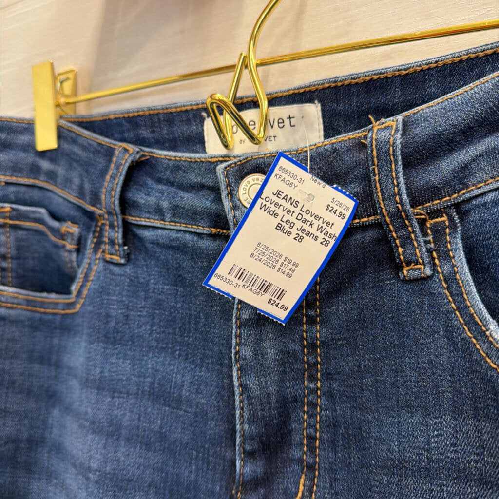Lovervet Dark Wash Wide Leg Jeans 28