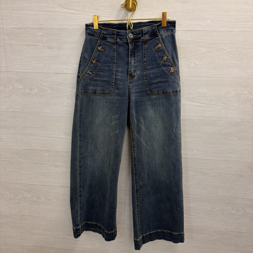 Grace and Lace Dark Wash Wide Leg Jeans 6