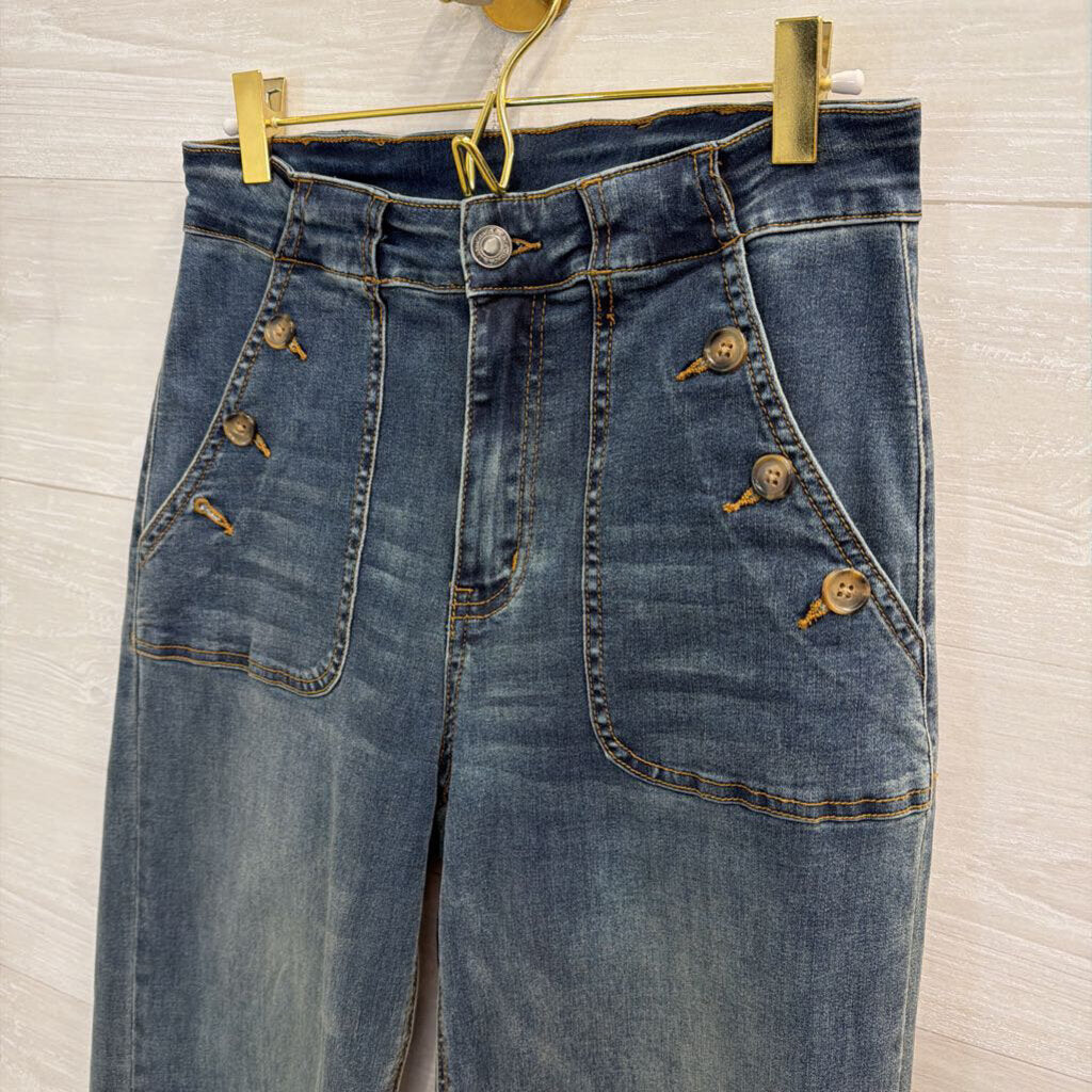 Grace and Lace Dark Wash Wide Leg Jeans 6