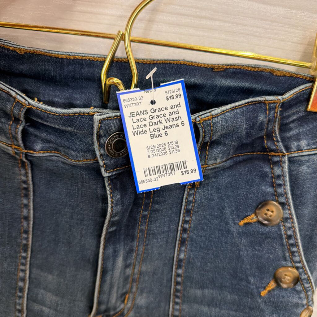 Grace and Lace Dark Wash Wide Leg Jeans 6