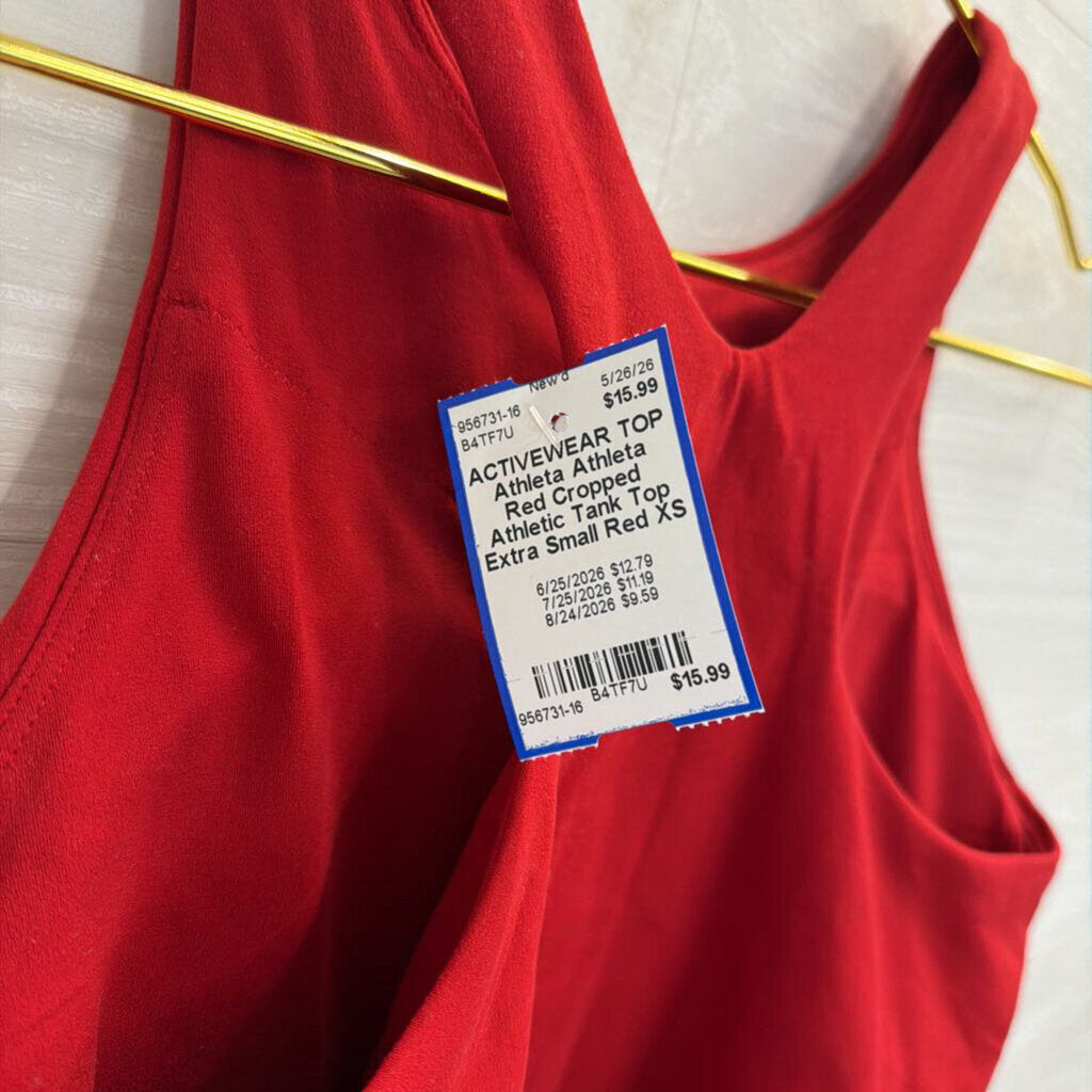 Athleta Red Cropped Athletic Tank Top Extra Small