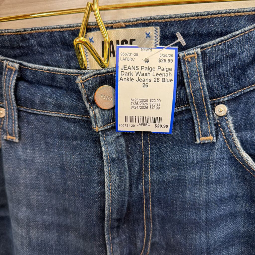 Paige Dark Wash Leenah Ankle Jeans 26