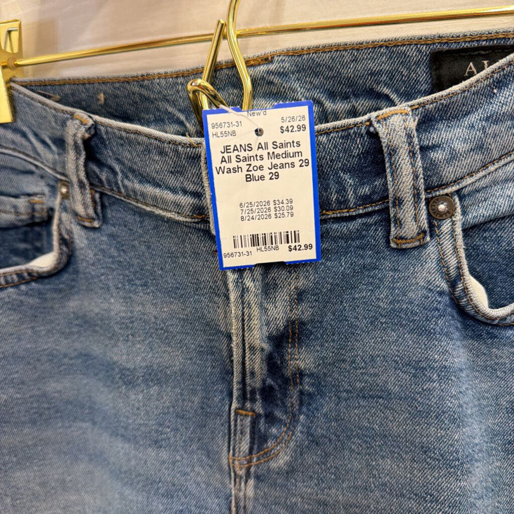 All Saints Medium Wash Zoe Jeans 29