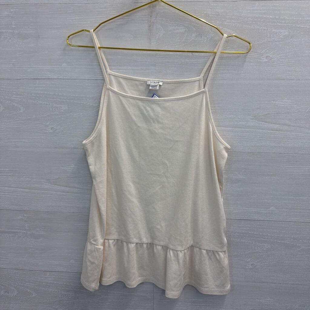 J Crew Beige Ruffle Hem Tank Top Medium