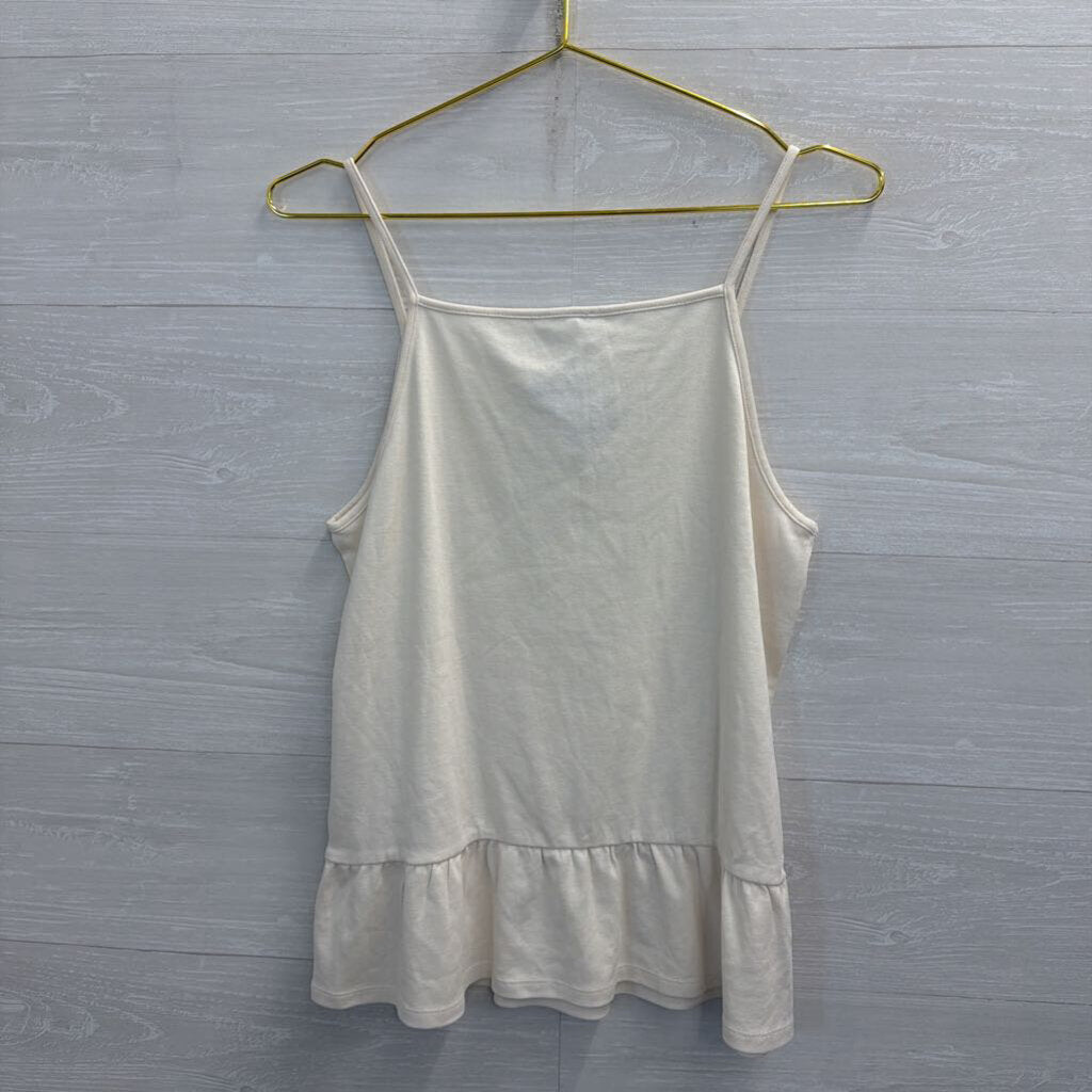 J Crew Beige Ruffle Hem Tank Top Medium