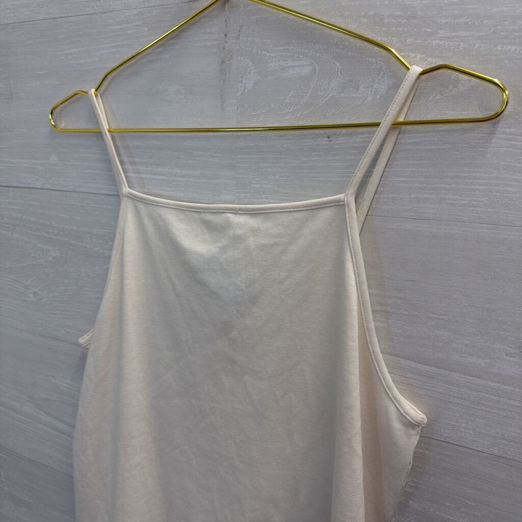 J Crew Beige Ruffle Hem Tank Top Medium