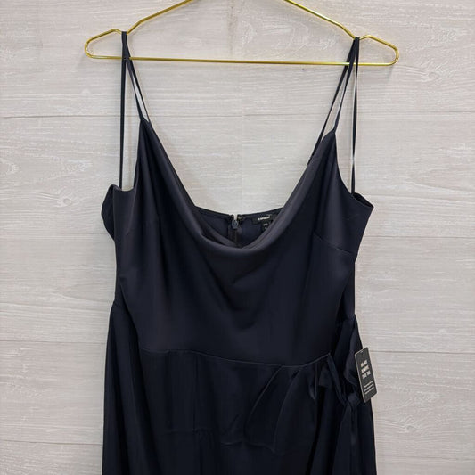 Express Navy Silky Tie Waist Dress Extra Large