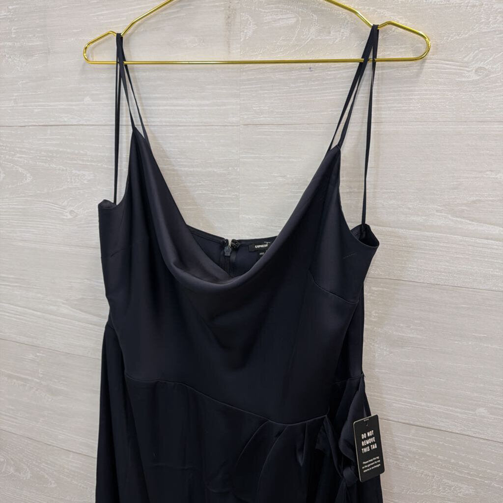 Express Navy Silky Tie Waist Dress Extra Large