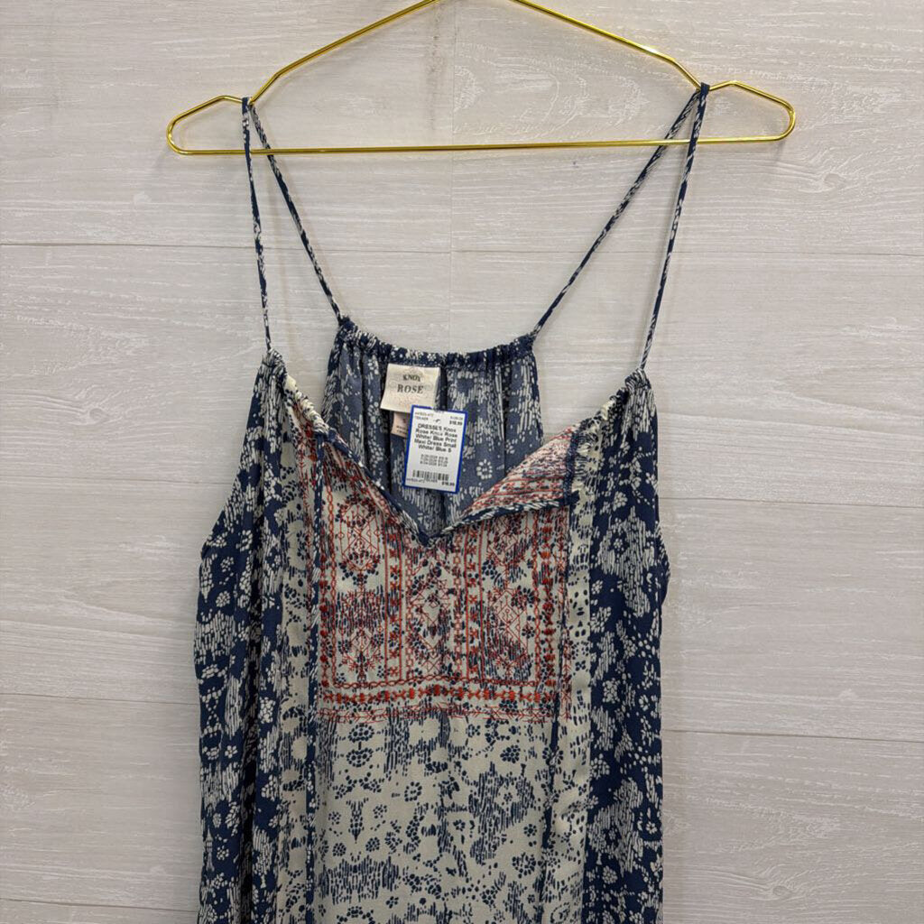 Knox Rose White/ Blue Print Maxi Dress Small
