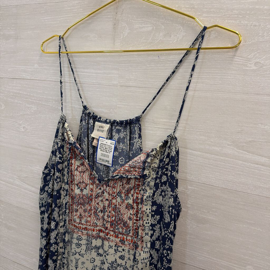Knox Rose White/ Blue Print Maxi Dress Small
