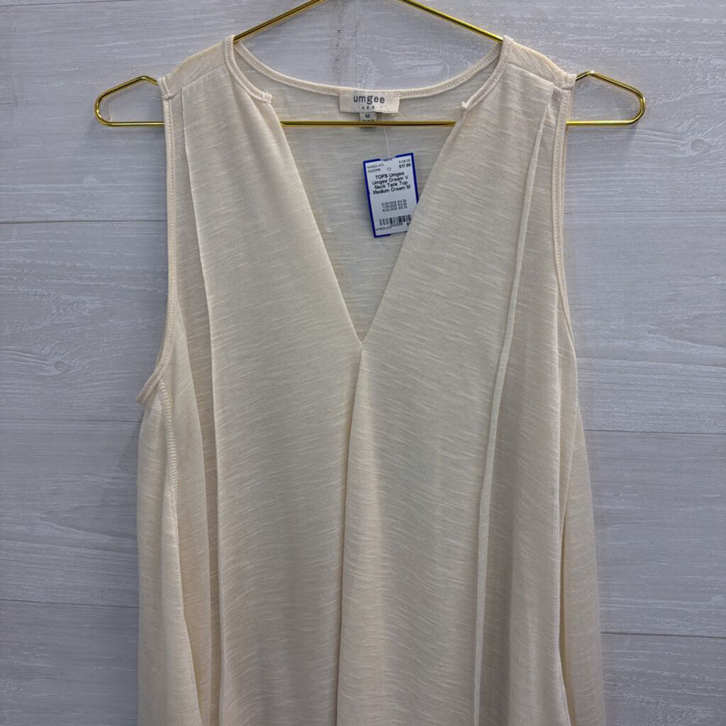 Umgee Cream V Neck Tank Top Medium