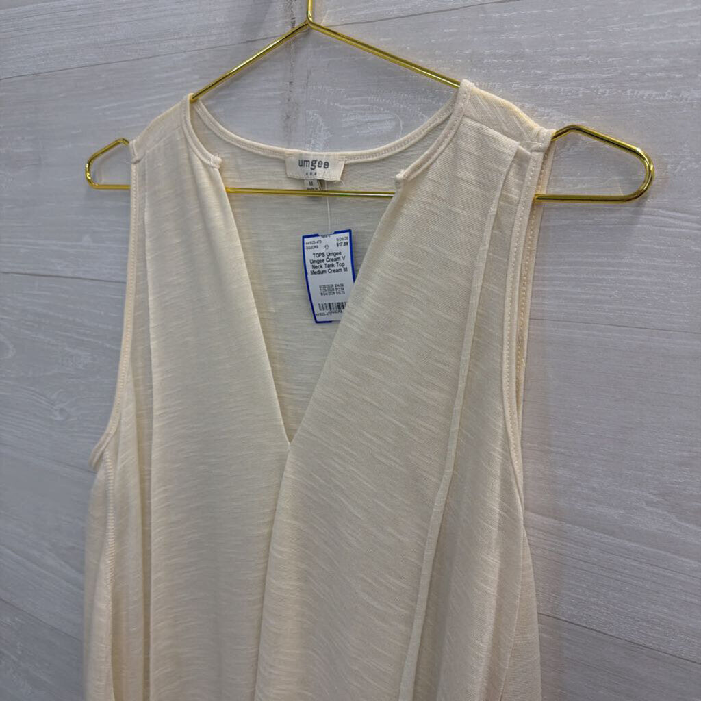 Umgee Cream V Neck Tank Top Medium