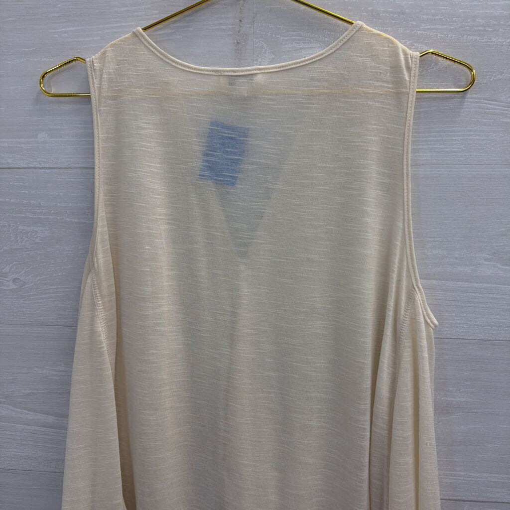 Umgee Cream V Neck Tank Top Medium