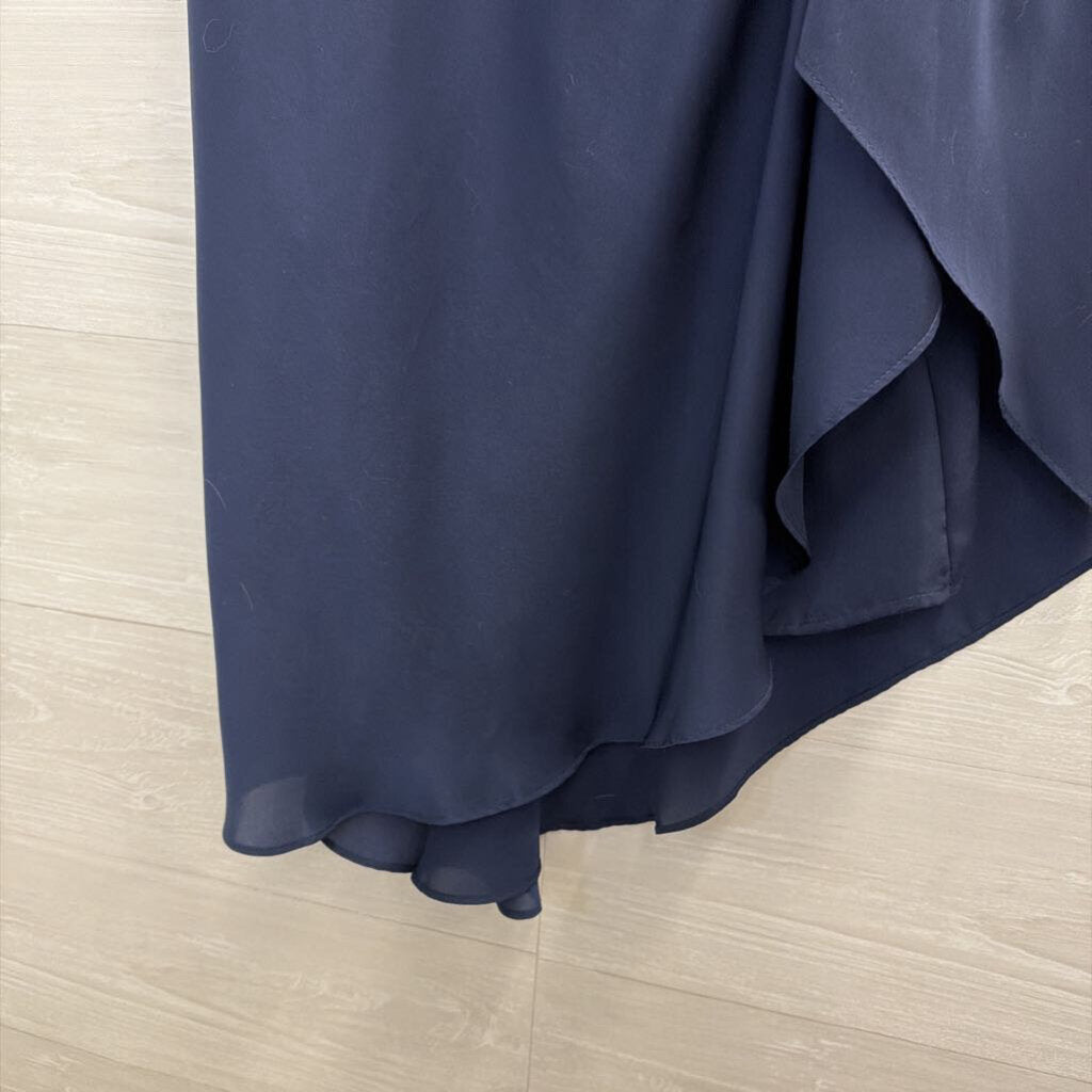 BCBG Navy Silky One Shoulder Top Medium