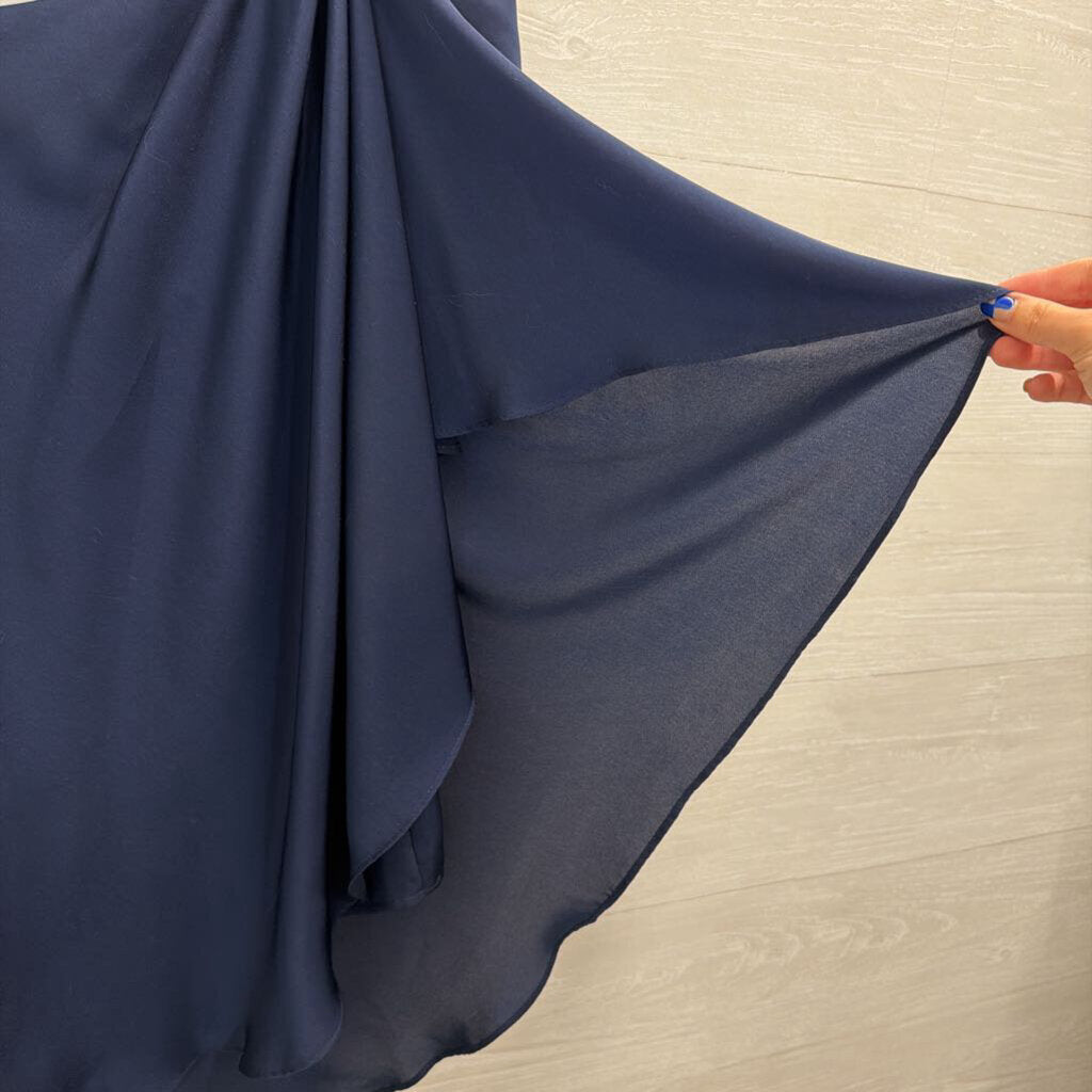 BCBG Navy Silky One Shoulder Top Medium