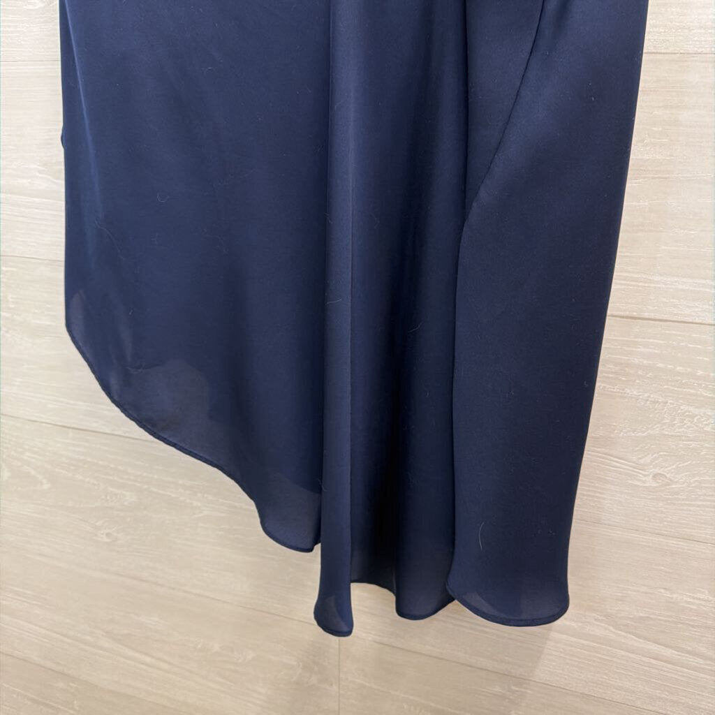 BCBG Navy Silky One Shoulder Top Medium