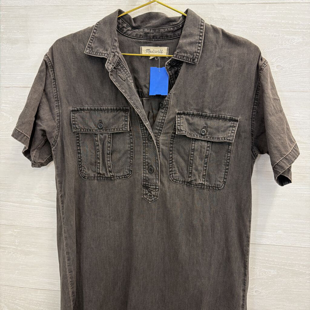 Madewell Black Denim Short Sleeve Dress Extra Small