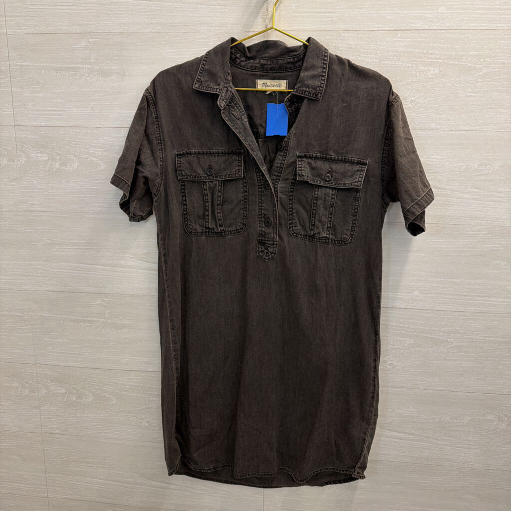 Madewell Black Denim Short Sleeve Dress Extra Small