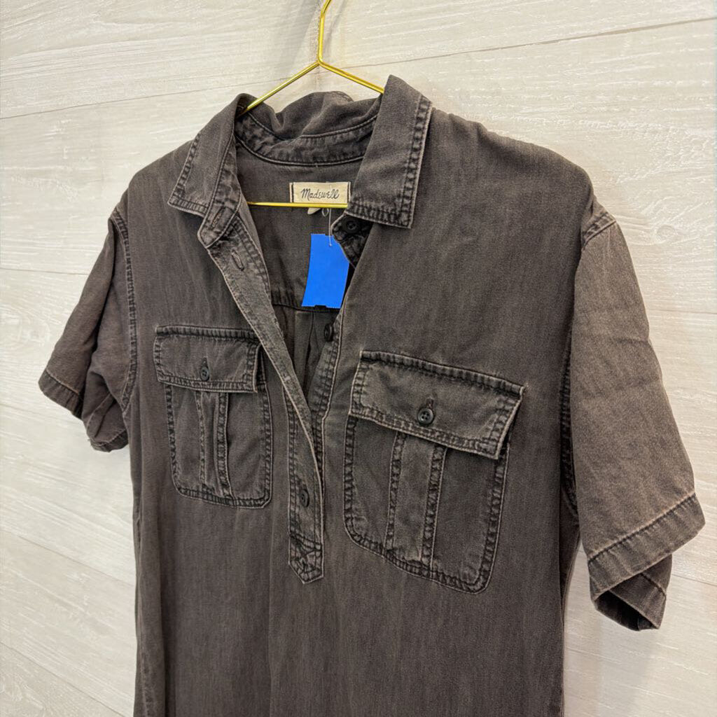 Madewell Black Denim Short Sleeve Dress Extra Small
