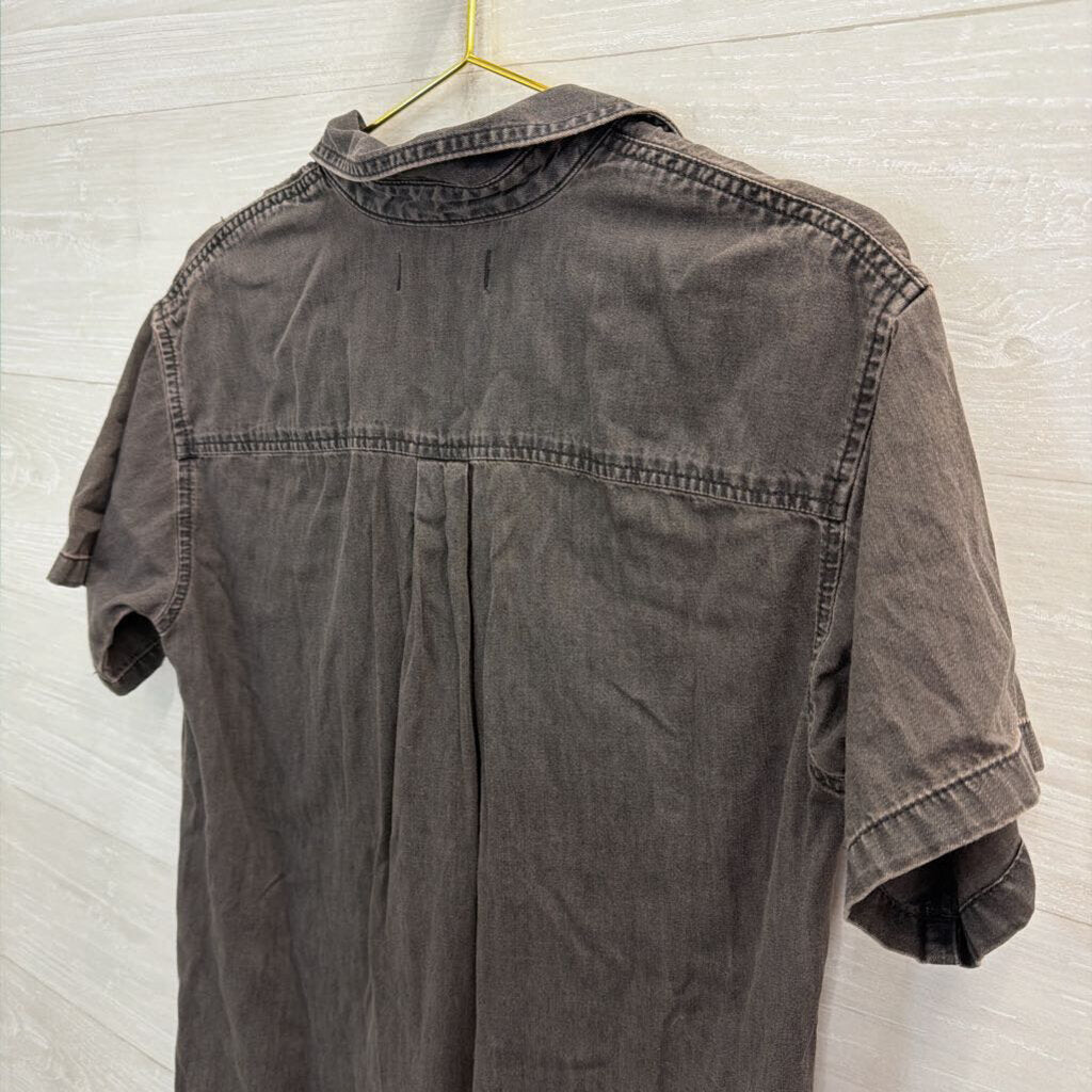 Madewell Black Denim Short Sleeve Dress Extra Small